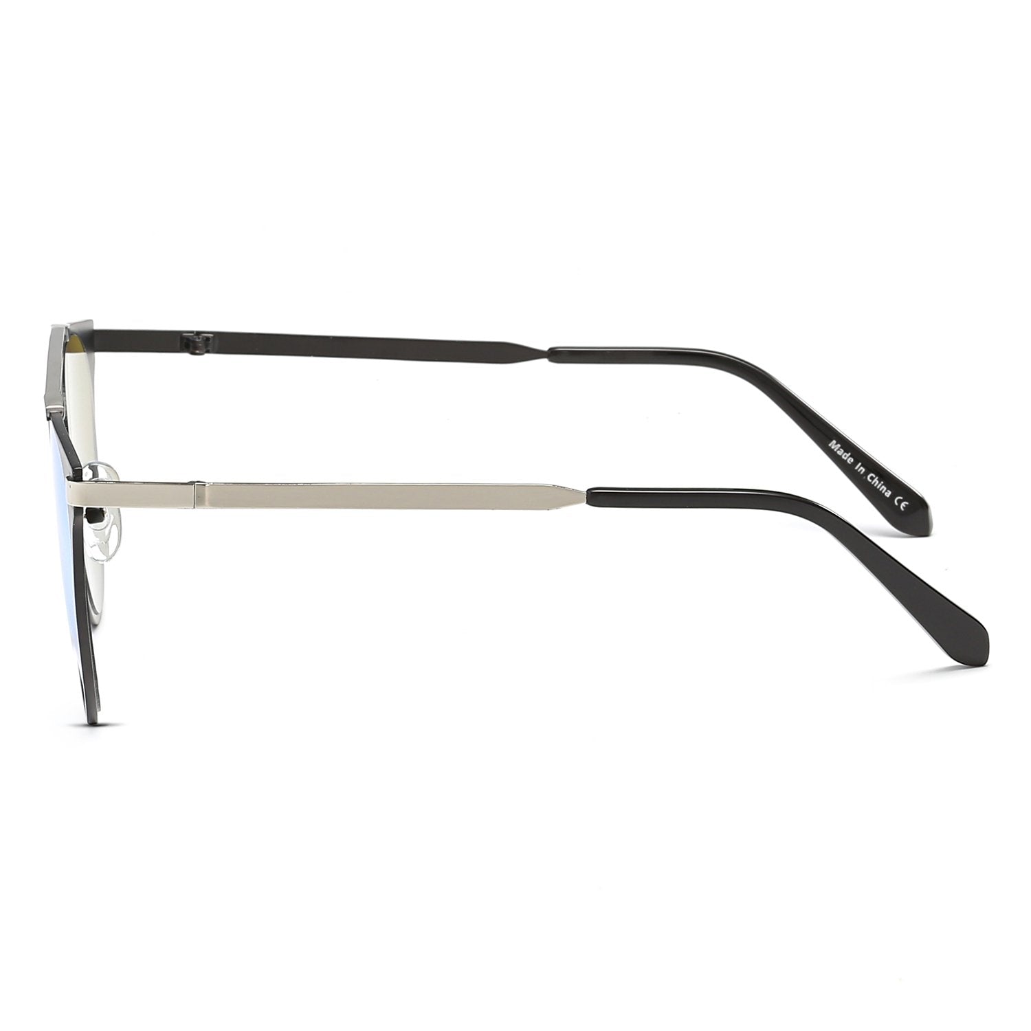 FRISCO | Modern Horn Rimmed Metal Frame Round Sunglasses