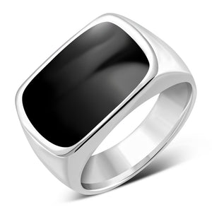 Bague en argent sterling avec pierre d'onyx noir