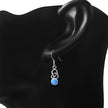 Synthetic Blue Opal Celtic Knot Silver Earrings