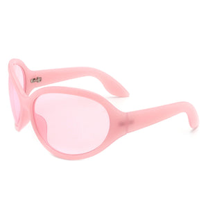 Quinlan - Women Oversize Round Wraparound Fashion Sunglasses