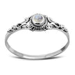 Thin Rainbow Moon Stone Sterling Silver Ring