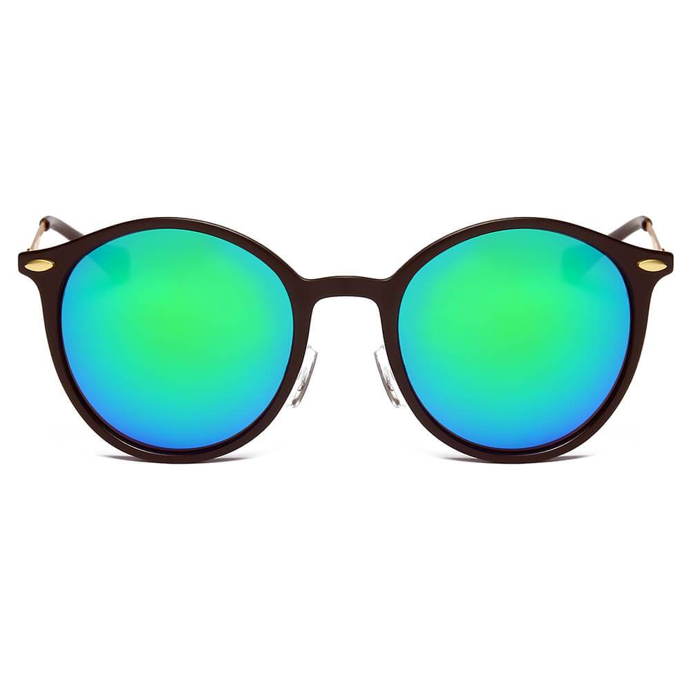 DEWITT | Retro Horn Rimmed Keyhole Bridge Round Sunglasses Circle