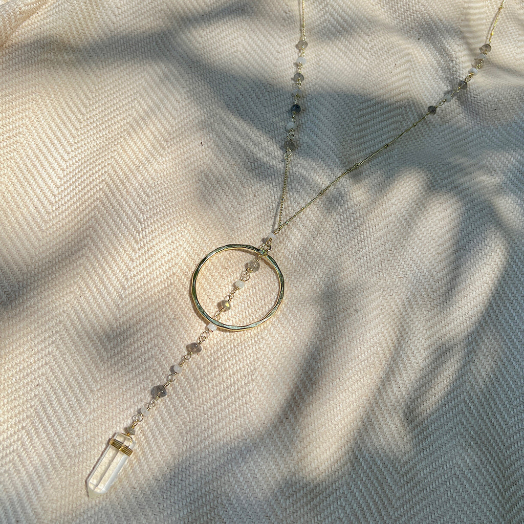 Collier Halo Y en cristal