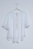 Broderie Tie Front Blouse in White