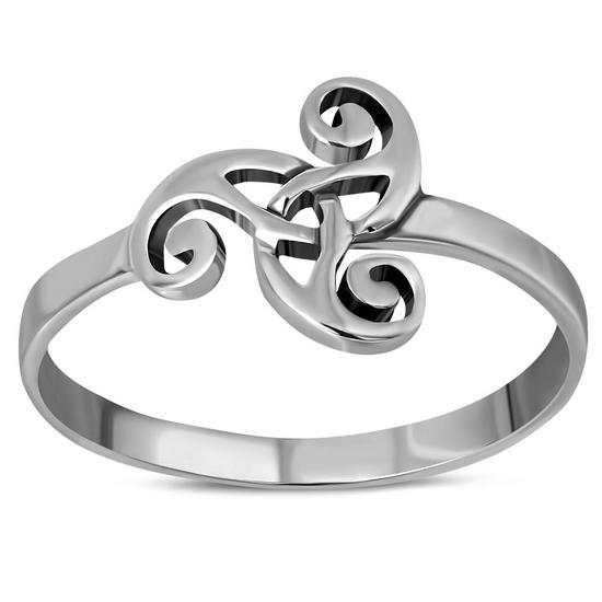 Bague en argent triple spirale triskèle celtique uni