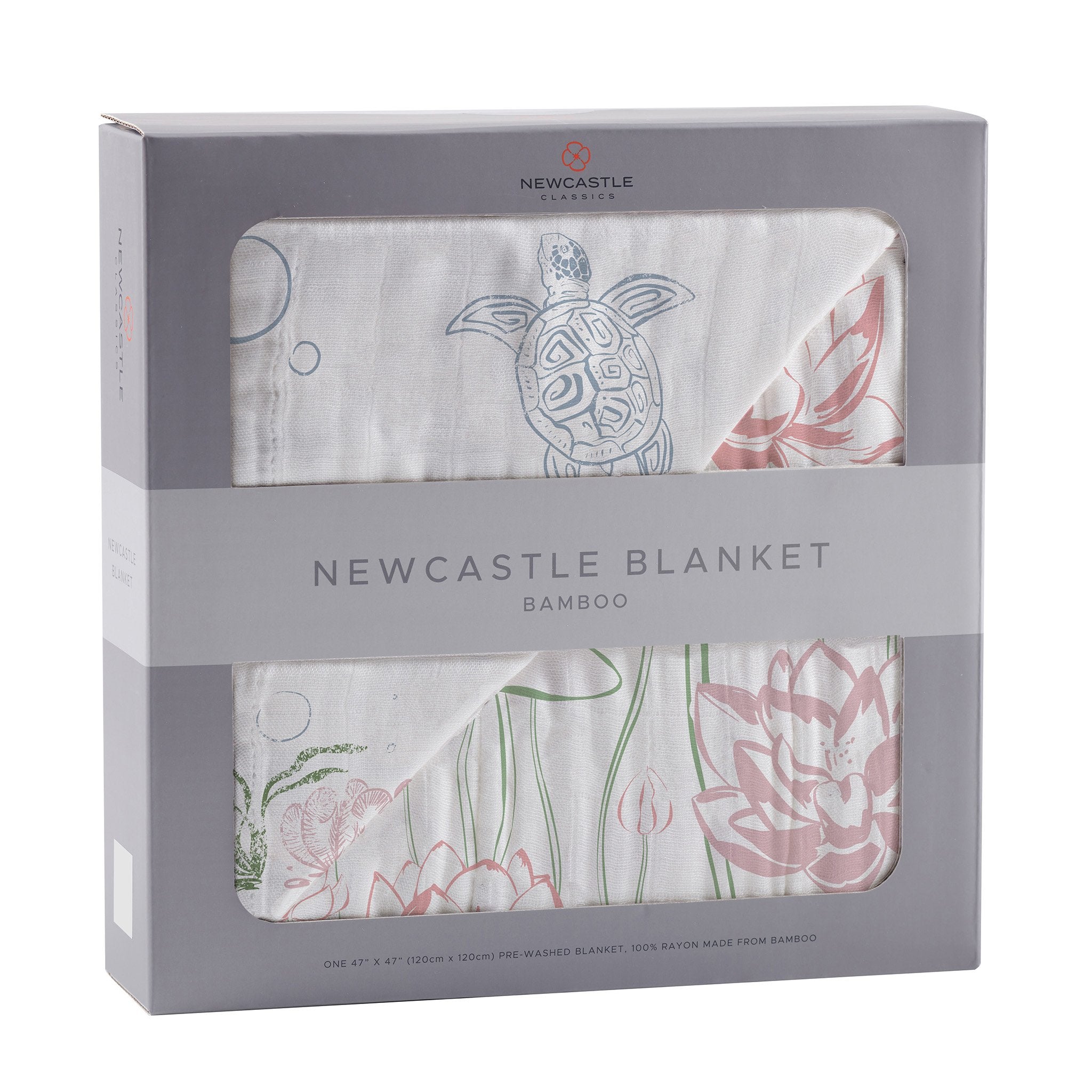 Turtles and Water Lily Bamboo Muslin Newcastle Blanket