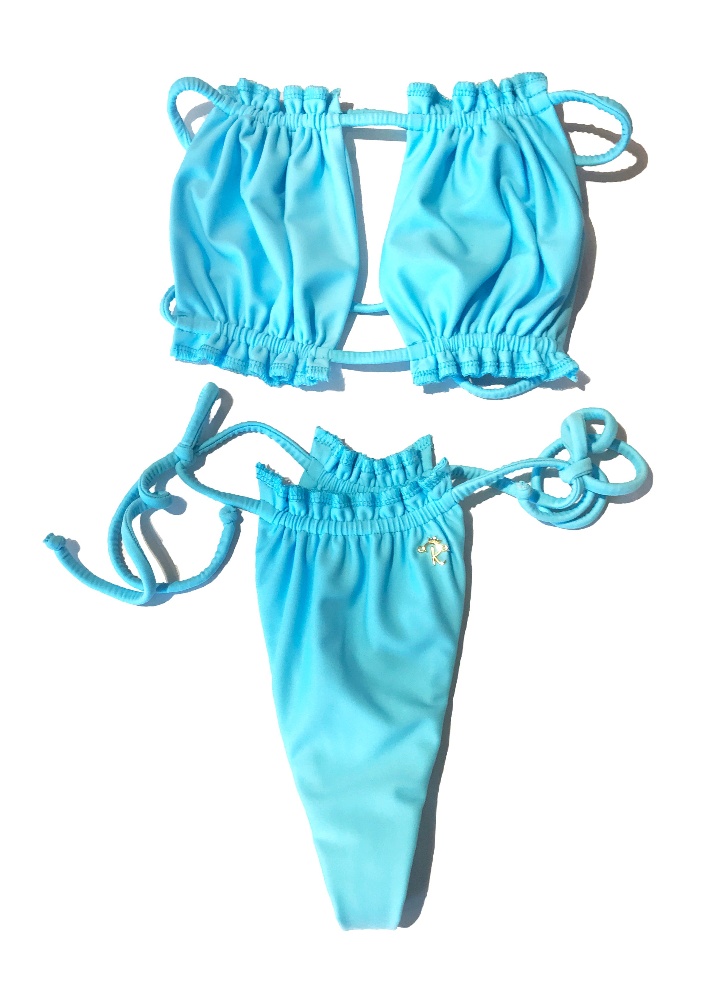 Haut bandeau et bas string Candy - Bleu bébé