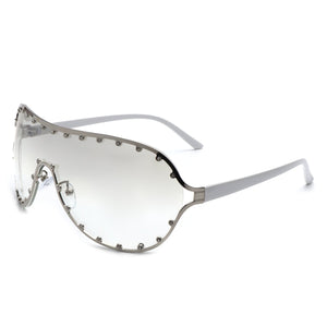 Evanesce - Oversize Rhinestone Design Fashion Women Aviator Sunglasses