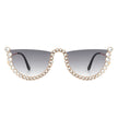 Florinda - Women Half Frame Rhinestone Round Fashion Sunglasses