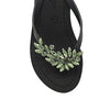 Manhattan Black - Crystal Stones Embellished Mid Wedge Flip Flops