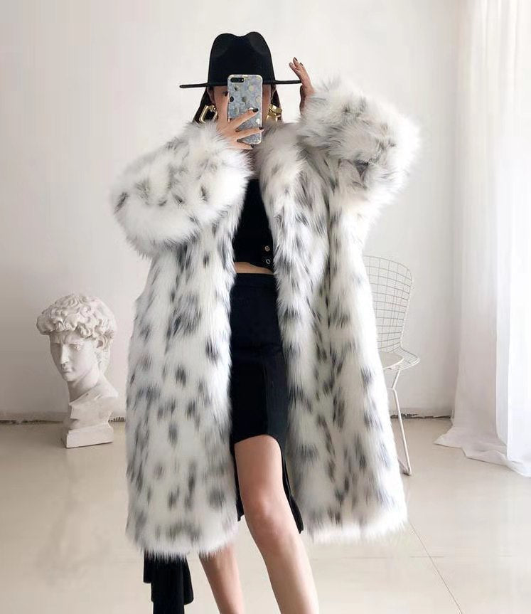 Winter Leopard Print Faux Fur Coats