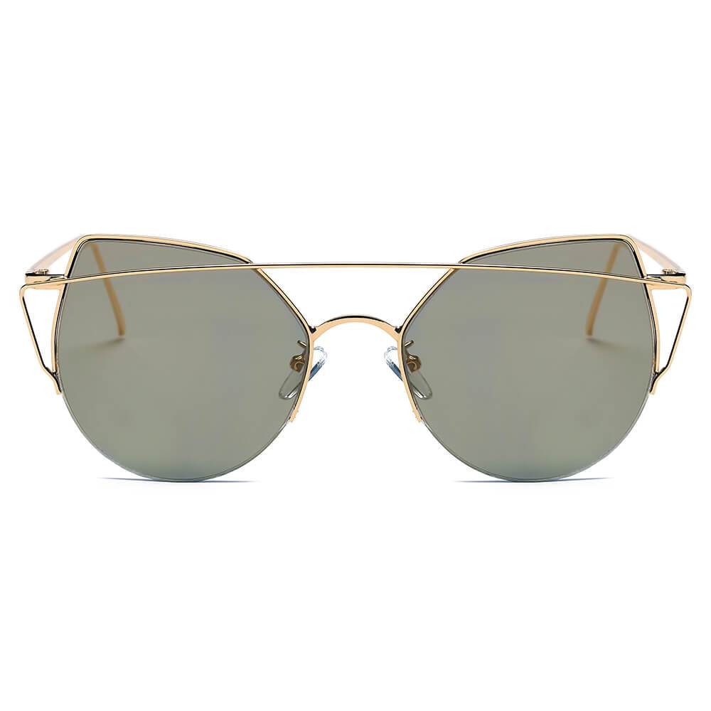 DILLON | Modern Cat Eye Mirrored Flat Lens Sunglasses Circle