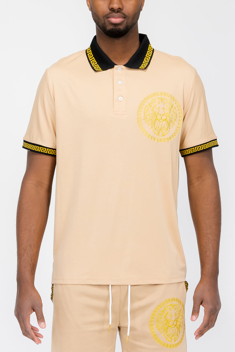 Polo tête de lion brodé