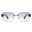 Dreamsea - Rectangle Classic Rimless Square Retro Tinted Fashion Sunglasses