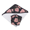 Peonies Hooded Towel and Washcloth Set