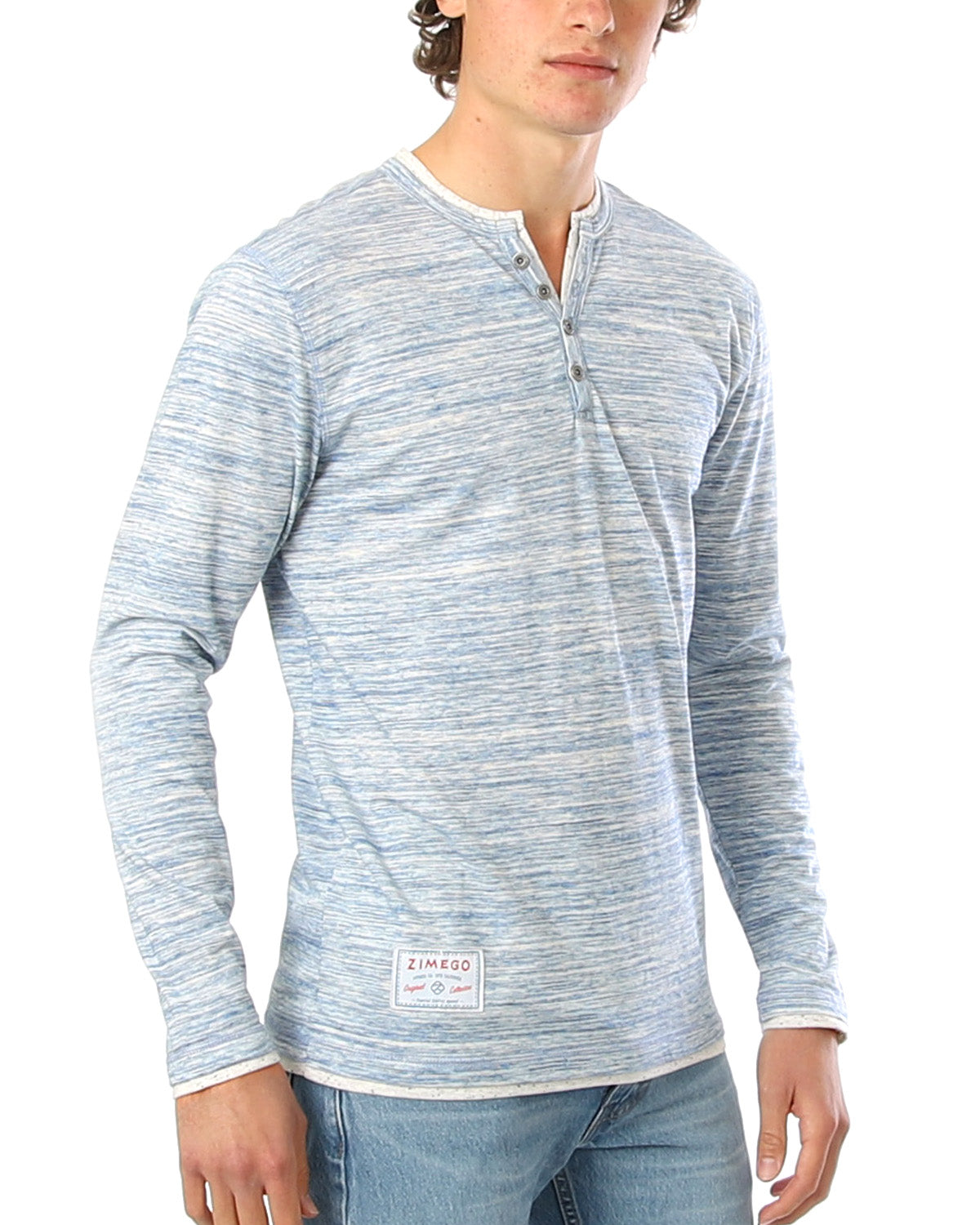 ZIMEGO Men's Long Sleeve Double Layered Y-Neck Fashion Henley - ZGLS247