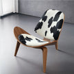 Wooden Pony Leather Upholstered Shell Shape Lounge Chair