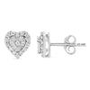 .925 Sterling Silver 1/3 Cttw Miracle Set Round-Cut Diamond Heart Stud Earring