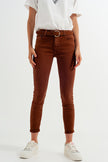 Pantalon super skinny taille haute en camel