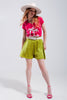 Short en satin taille haute en vert lime