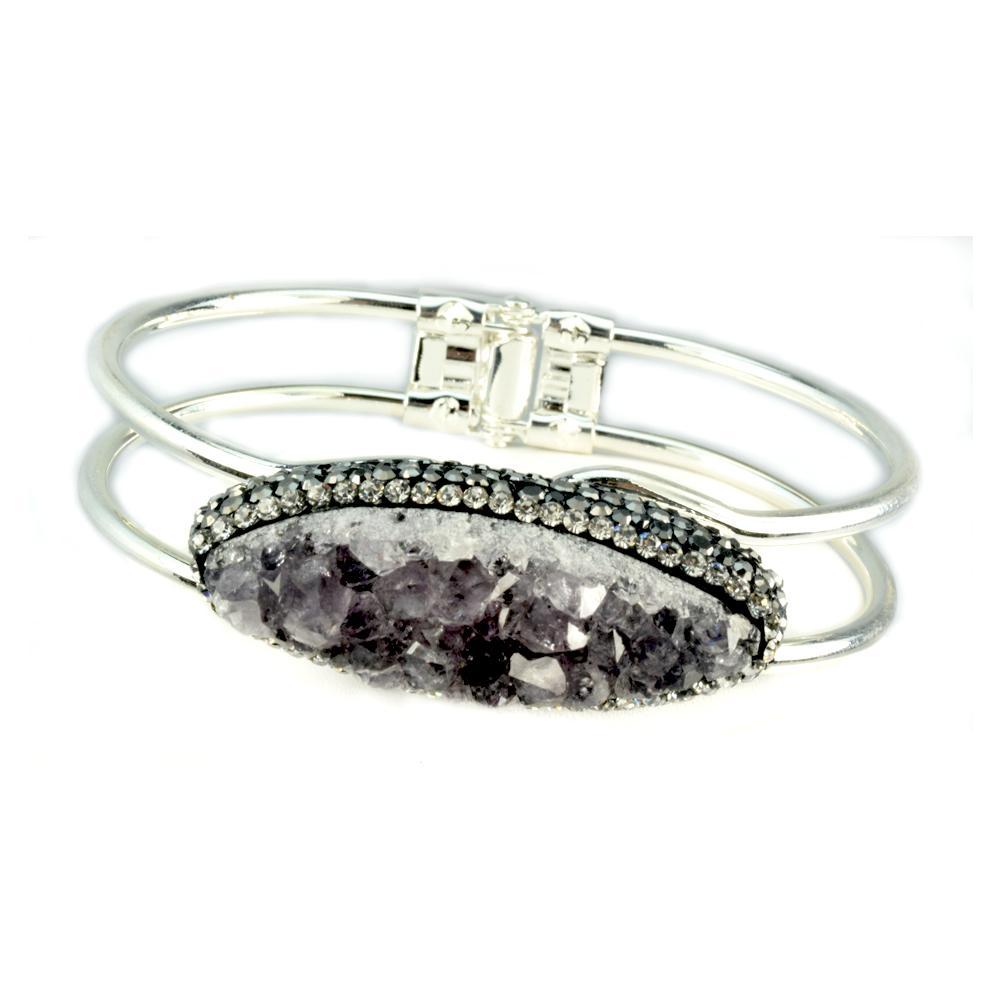 Bracelet Druzy Améthyste en Argent