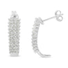 Sterling Silver Rose Cut Diamond J Shape Hoop Earrings