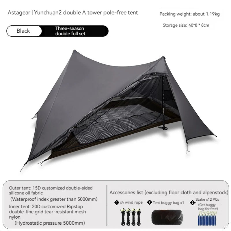 Double-Sided Silicon-Coated Pyramid Tent