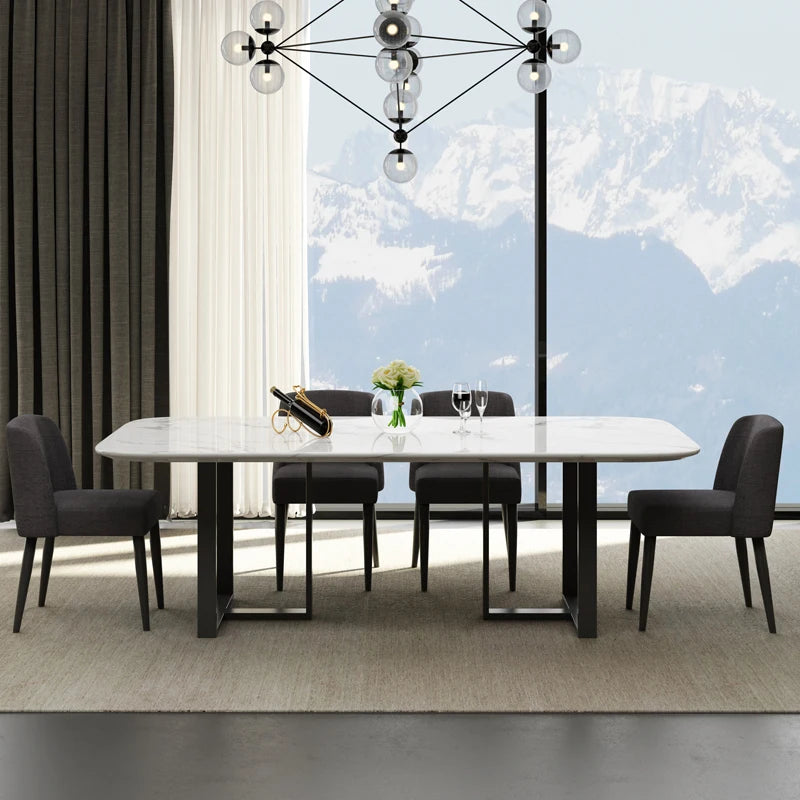 Stainless Steel Square Marble Dining Table