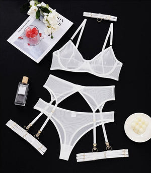 4 Pieces Transparent Lingerie Underwear Ellolace