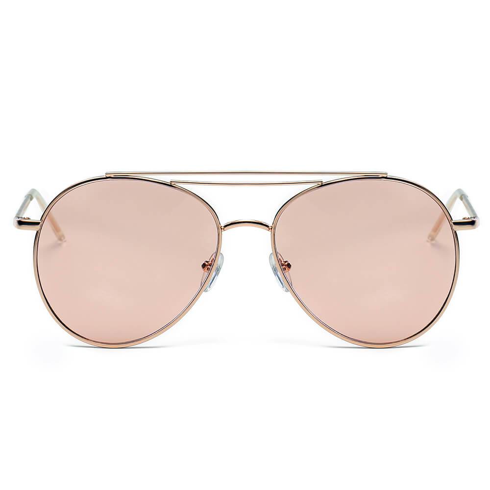 EDMOND | Lunettes de soleil aviateur unisexes, verres transparents, Style mode, cercle