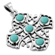 Pendentif en argent croix de Jérusalem turquoise