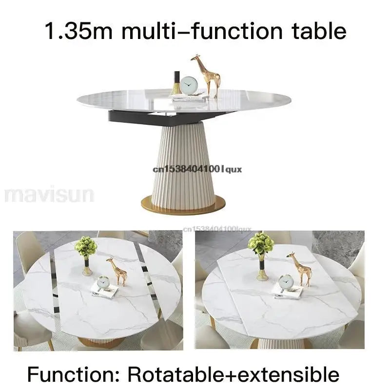 Table de cuisine ronde en dalle de roche haut de gamme