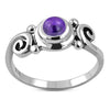 Amethyst Stone Spiral Silver Ring