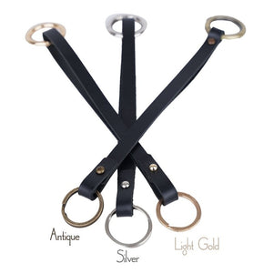Leather Key Strap Lanyard in Black to Secure Keys to Handbags Size