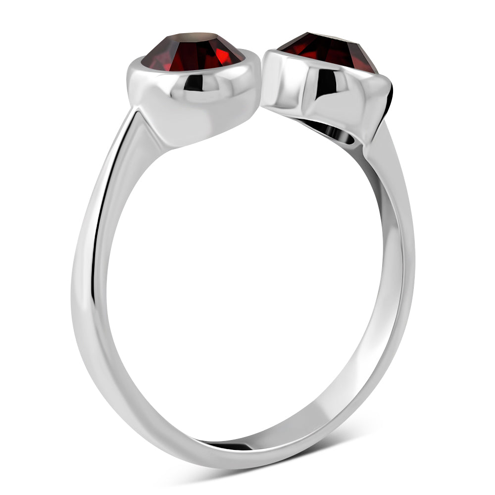 Garnet CZ Silver Toe Ring