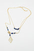 Collier long 2 en 1 en or avec perles bleues