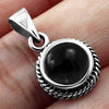 Black Onyx Round Silver Pendant