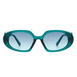 Glittera - Rectangle Retro Oval Chic Round Lens Leaf Design Fashion Sunglasses