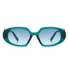 Glittera - Rectangle Retro Oval Chic Round Lens Leaf Design Fashion Sunglasses