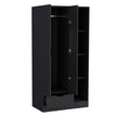 Armoire Dover avec quatre tablettes de rangement, tiroir et porte double -Noir.