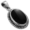 Black Onyx Oval Silver Pendant