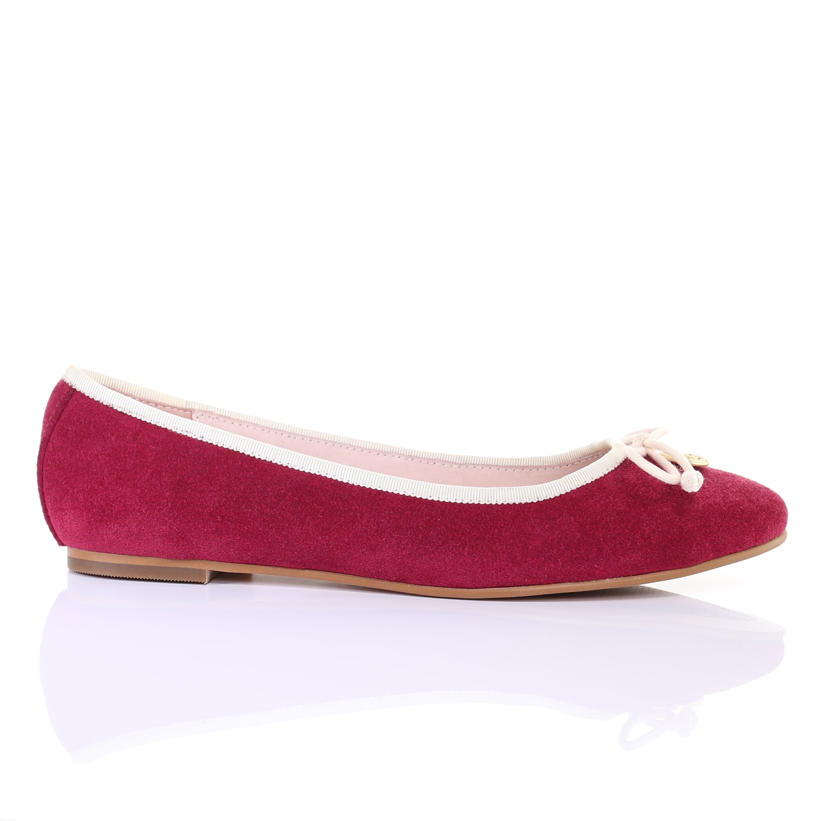 Ballerine en daim avec nœud (magenta)