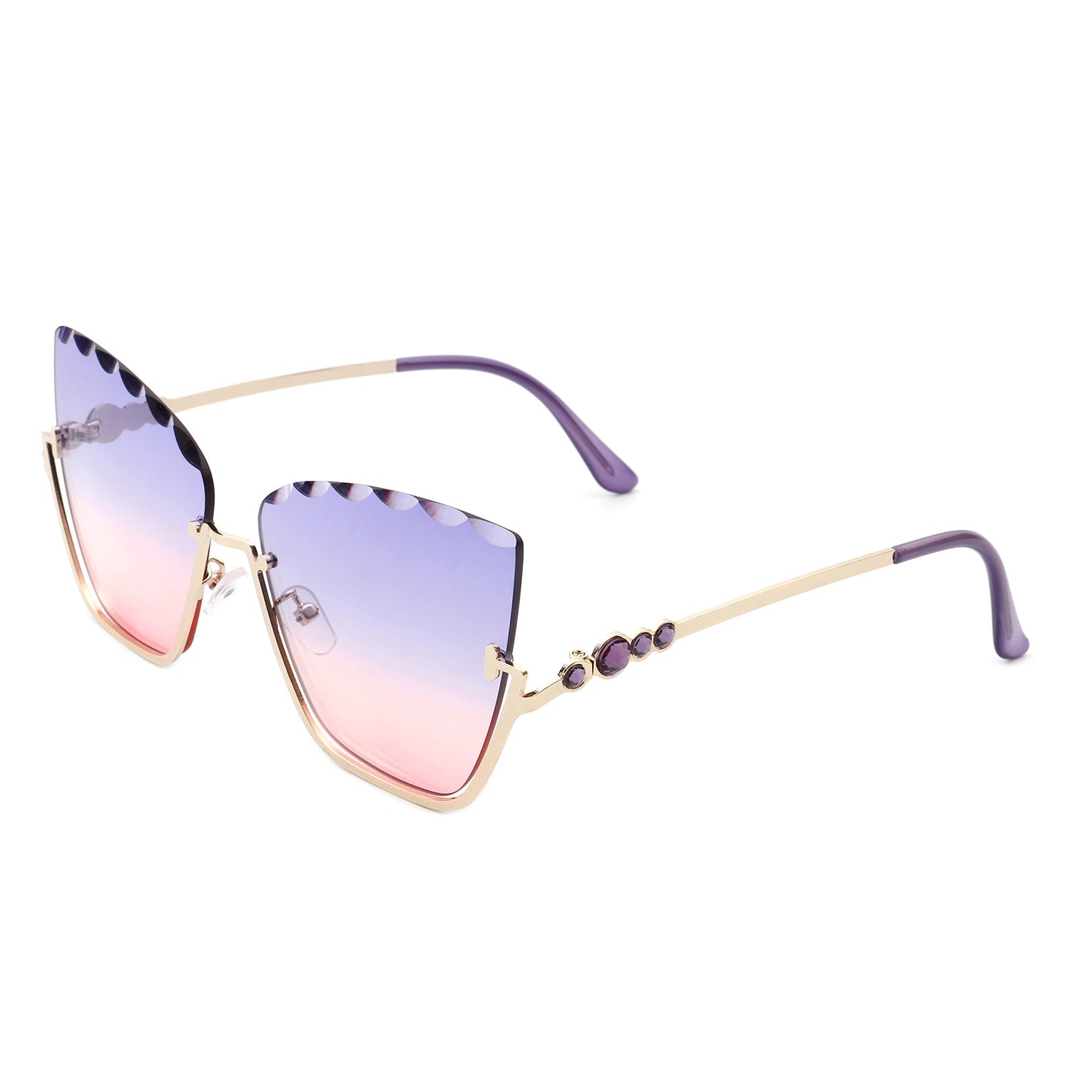 Starfire - Half Frame Square Irregular Tinted Fashion Cat Eye Sunglasses