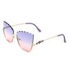 Starfire - Half Frame Square Irregular Tinted Fashion Cat Eye Sunglasses