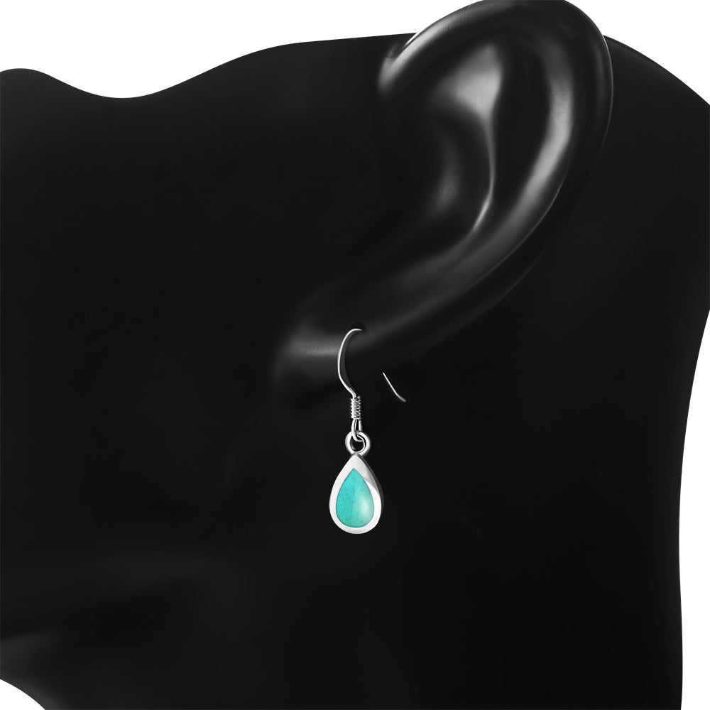 Boucles d'oreilles goutte turquoise en argent sterling