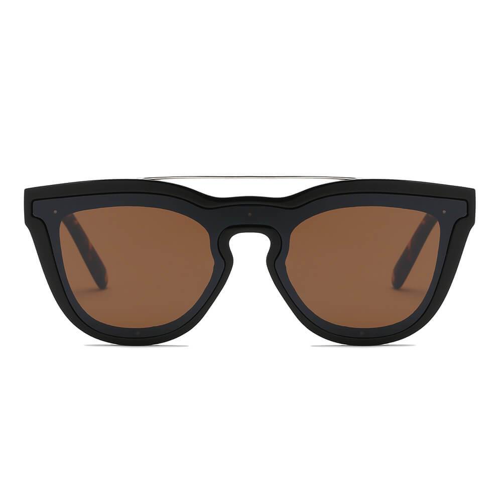 AIEA | Unisex Fashion Brow-Bar Single Flat Lens Round Sunglasses Circle