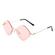 Bluewave - Rimless Retro Round Geometric Frameless Tinted Fashion Sunglasses