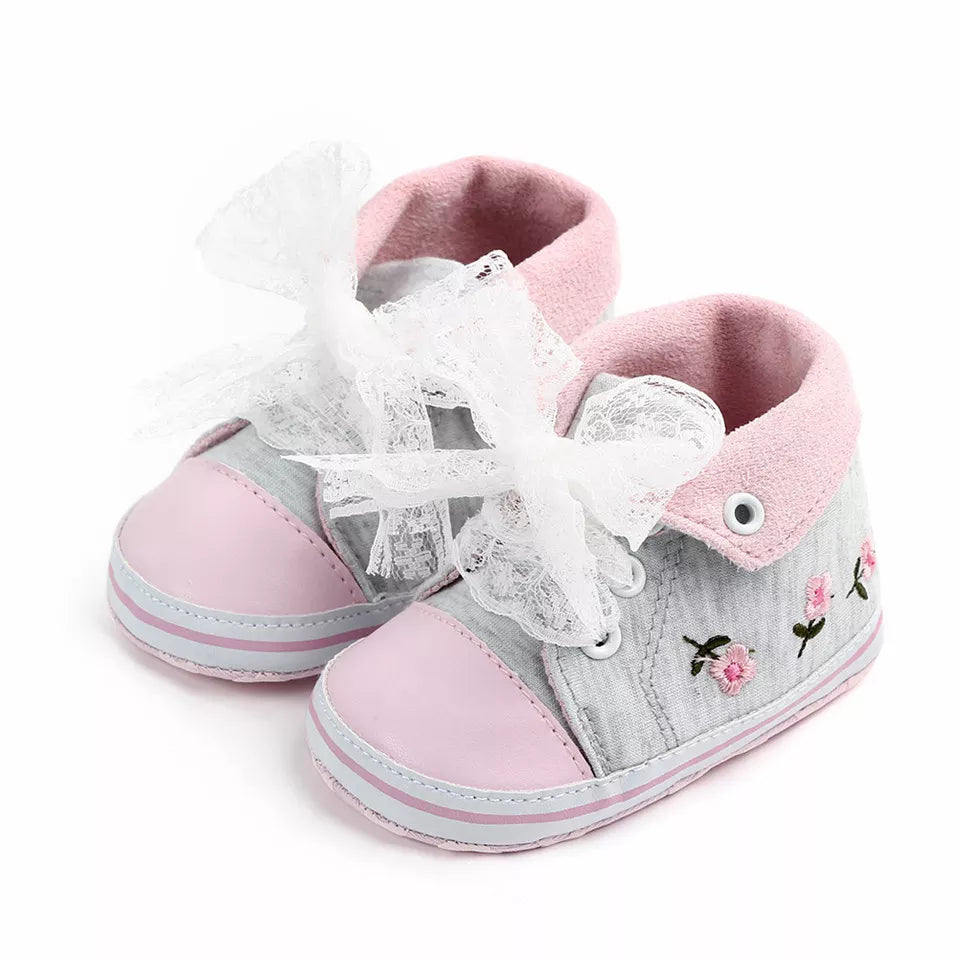 Chaussures Bébé Fille Dentelle Florale Brodée