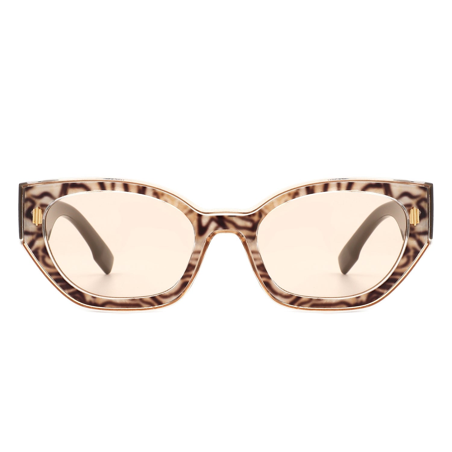 Dawnmist - Geometric Retro Round Irregular Narrow Cat Eye Sunglasses