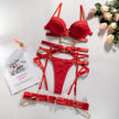 Ellolace Fine Lingerie Sexy Fancy Underwear 5-Piece Delicate Luxury Erotic Sets With Chain Bra and Panty Set Garters Intimate